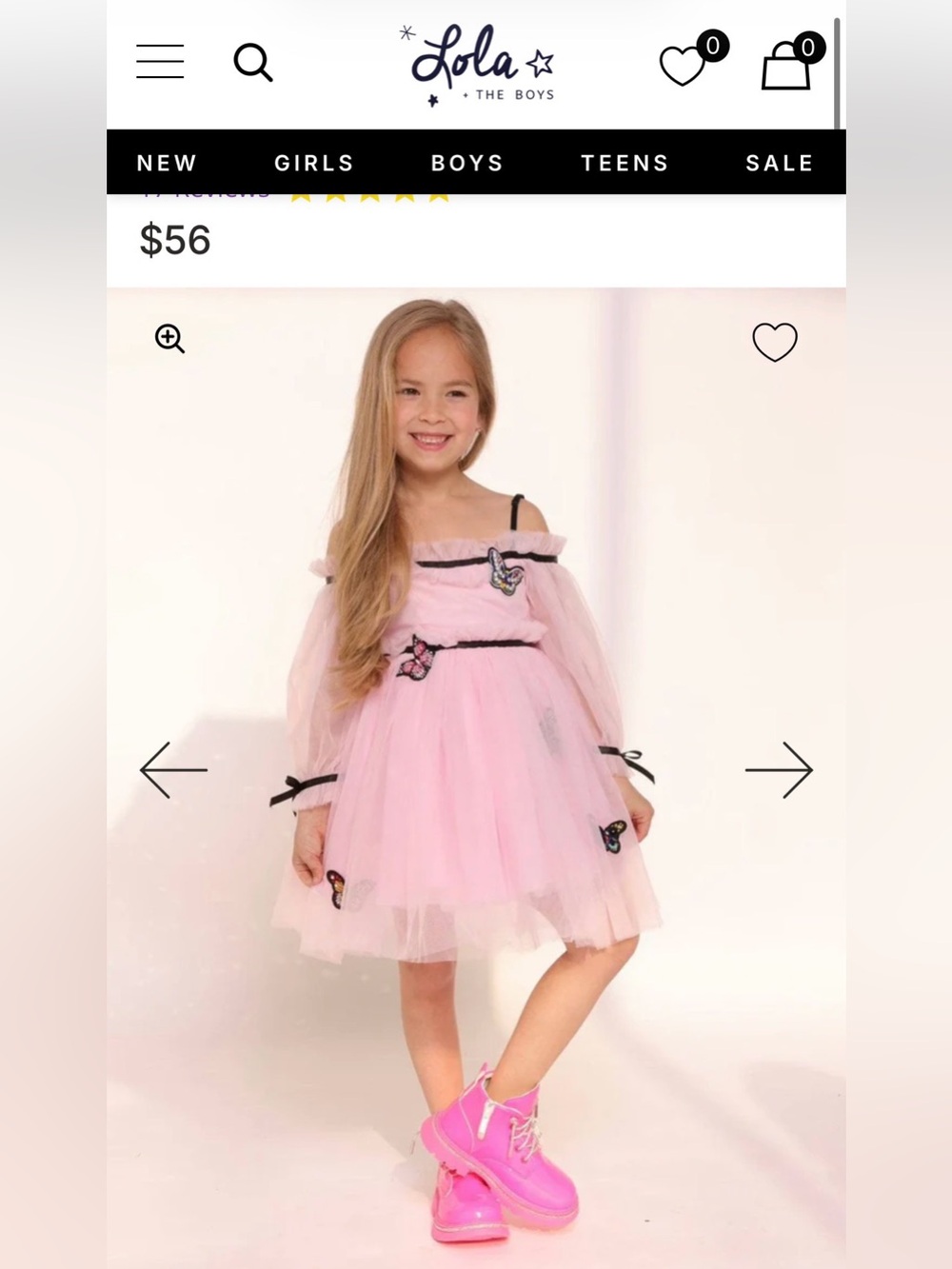 Lola + The Boys Pink Tulle Butterfly Dress size 6